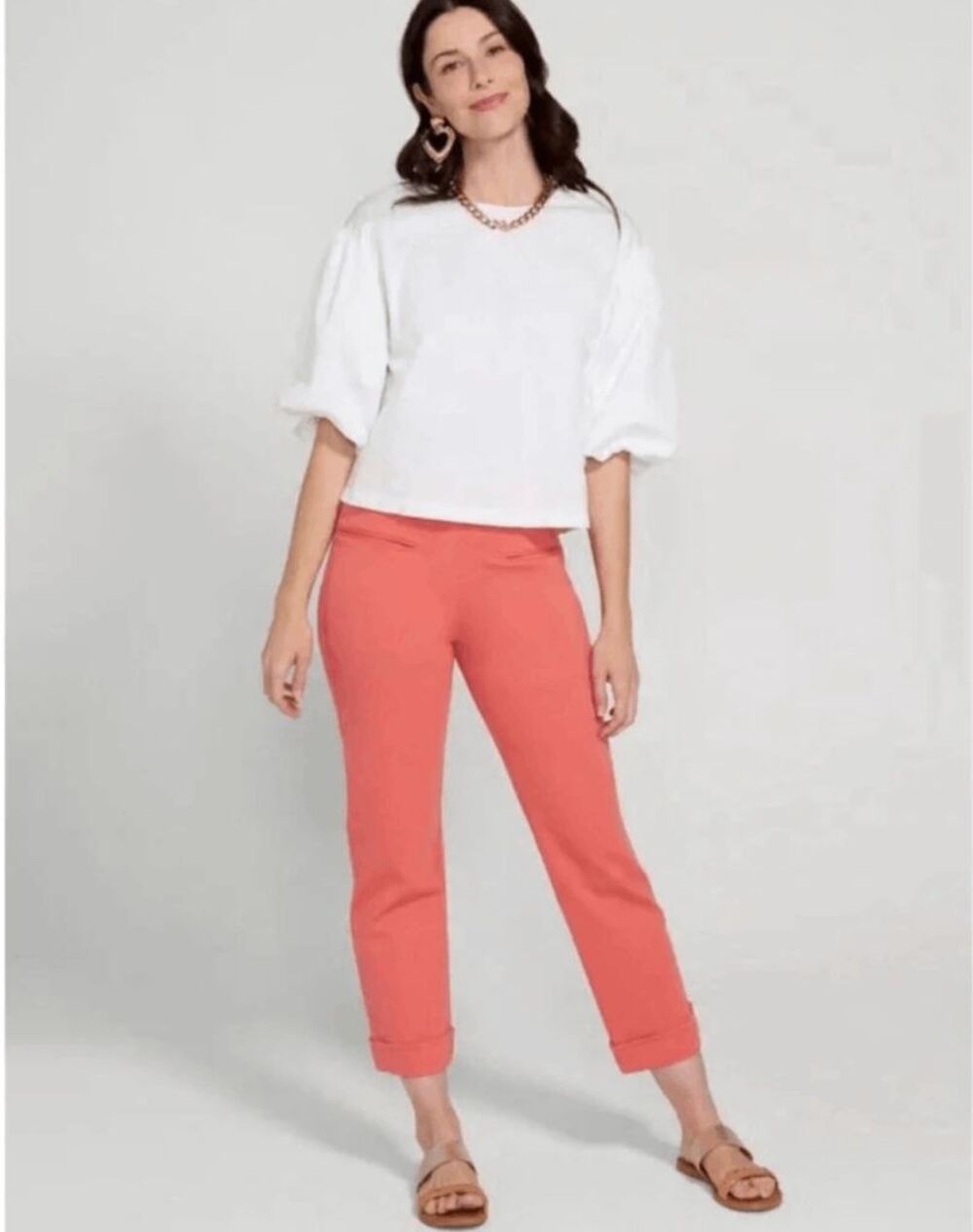 New Betabrand Coral Crop Lite Dress Pant Yoga Pants Medium